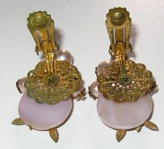 Vintage Pink Pearl Rhinestone Earrings Haskell?DeMario?  