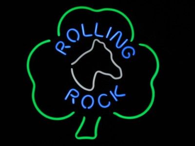 Rolling Rock Beer Promotional Shamrock Irish Bar Light Neon Bar Sign 