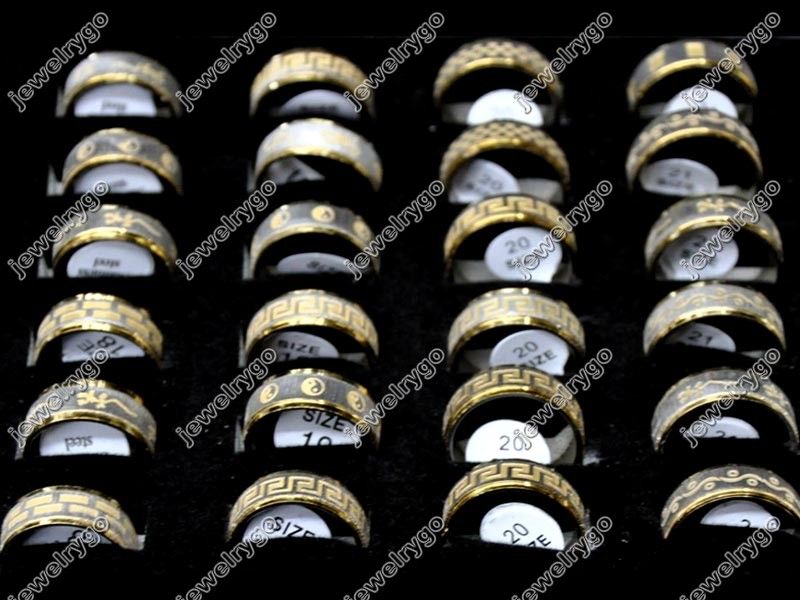 Wholesale Mix Lots 36 Golden stainless steel Rings  