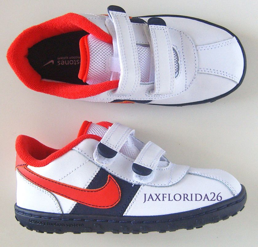Nike Kids SMS Roadrunner Toddler Sneakers Shoes White/Navy/Orange 8 