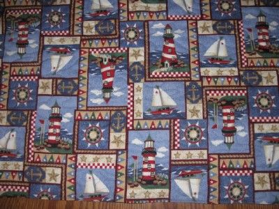 Handmade Quilted Table Runner Lighthouse boats beach nautical anchors 