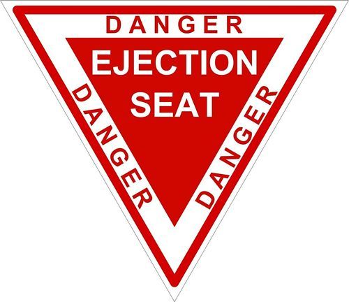 1x DANGER EJECTION SEAT RED WARNING VINYL STICKER BUMPE  