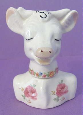 Vintage Ceramic Borden ELSIE Cow Head Bust SALT PEPPER  