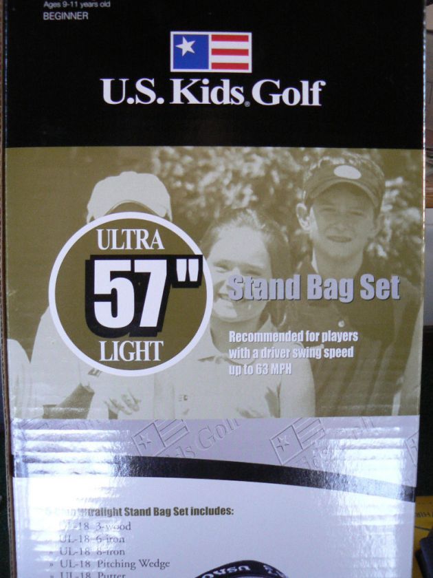 US Kids 57 39 Green Ultralight Stand Golf Club Set NEW  