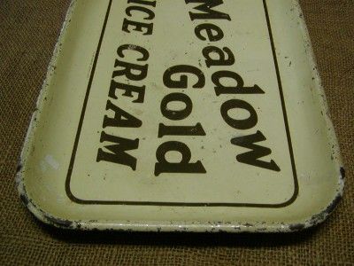 Vintage Meadow Gold Ice Cream Tray  Old Antique Sign  