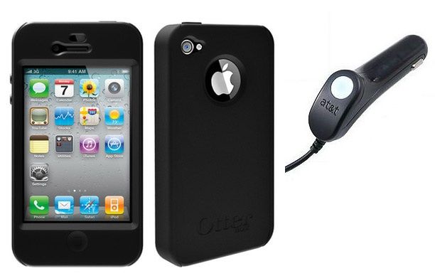   Impact Case Apple iPhone 4 4S Silicone Skin + OEM Car Charger  