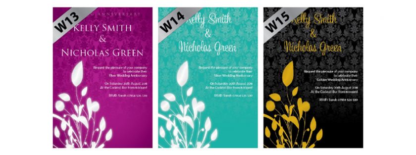 Personalised Wedding Anniversary Invitations 25th 50th  