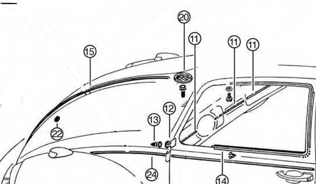 VW TYPE 1 BUG STAINLESS DASH MOLDING TRIM SET  