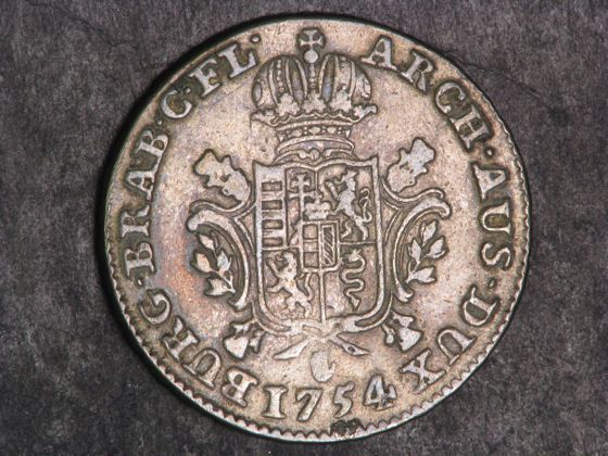 AUSTRIA NETHERLANDS 1754 1/2 Ducaton Silver F VF, 16.5 grams, 34mm