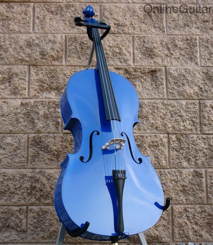 Size BLUE CELLO w/ BOW, CASE, STAND + WARRANTY~  