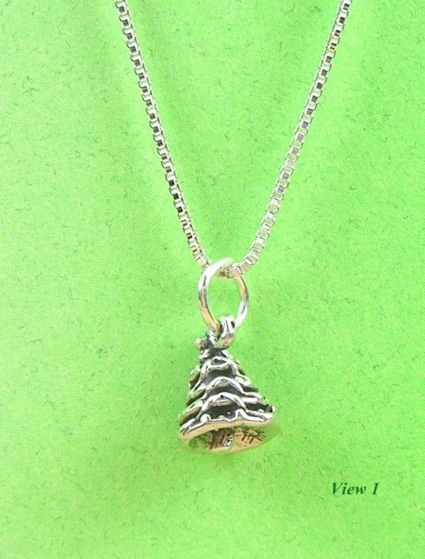 Sterling Silver Necklace Christmas Tree 3D Charm  