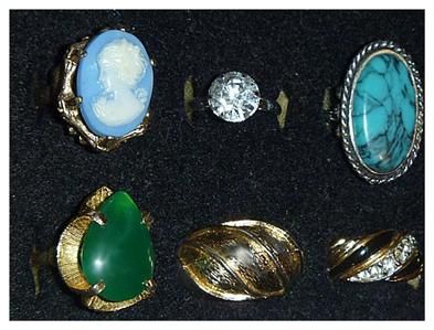 LOT 16 Vintage RINGS Diamond Sterling Filigree CHUNKY COSTUME 