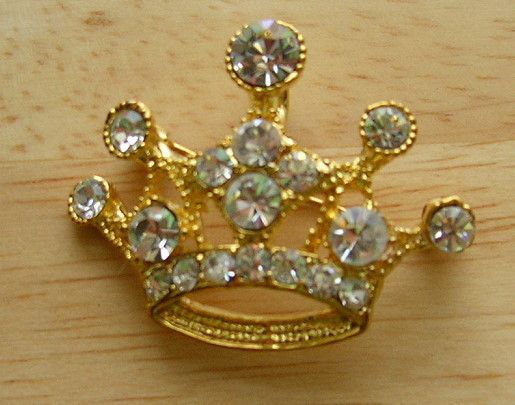 Tiara Crown Pin Crystals Princess Pendant and Pin  