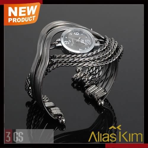 Black Waves Alias Kim Stainless Steel Womens Ladies Bracelet Quartz 