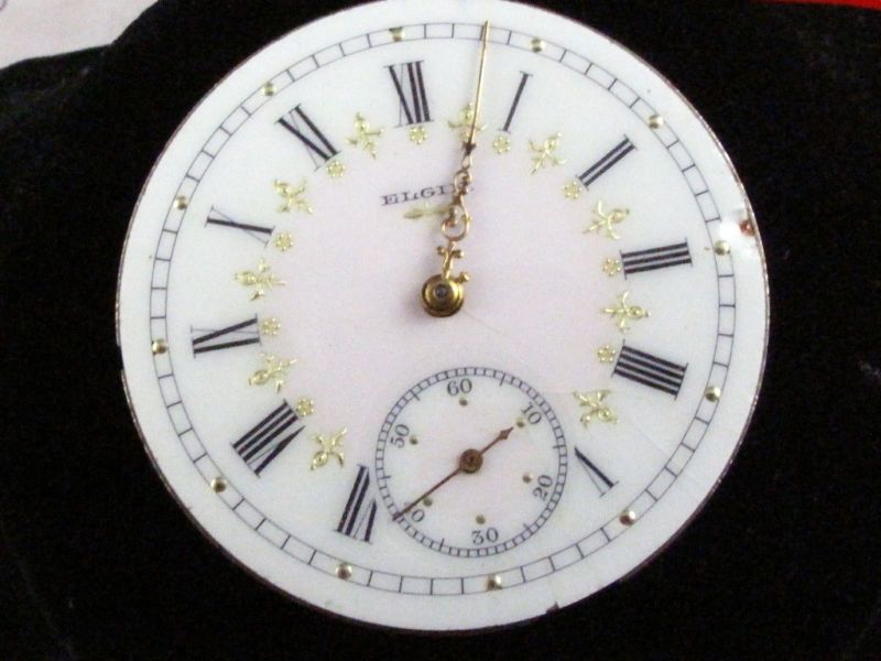 VINTAGE 16S ELGIN POCKETWATCH MOVEMENT W/ ORNATE DIAL  