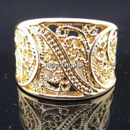 Wholesale 18K Yellow Gold Filled Men Lady Ring Filigree GF Jewelry 
