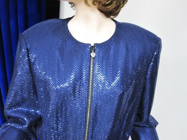 St John COUTURE Jacket Blue PAILLETTES NWOT SZ 10  