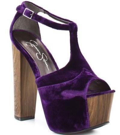 JESSICA SIMPSON DANY Purple VELVET Rockabilly T STRAP PLATFORM SANDALS 