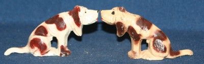 Vintage Pair of Kissing Hound Dog Figurines Cast Metal  