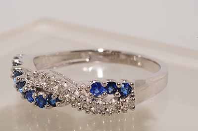 48CT SAPPHIRE & DIAMOND RING BAND 14K WHITE GOLD & SIZE 6.75  