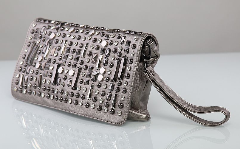 Crystal Stud Convertible WRISTLET Clutch Evening Shoulder Cross Bag 