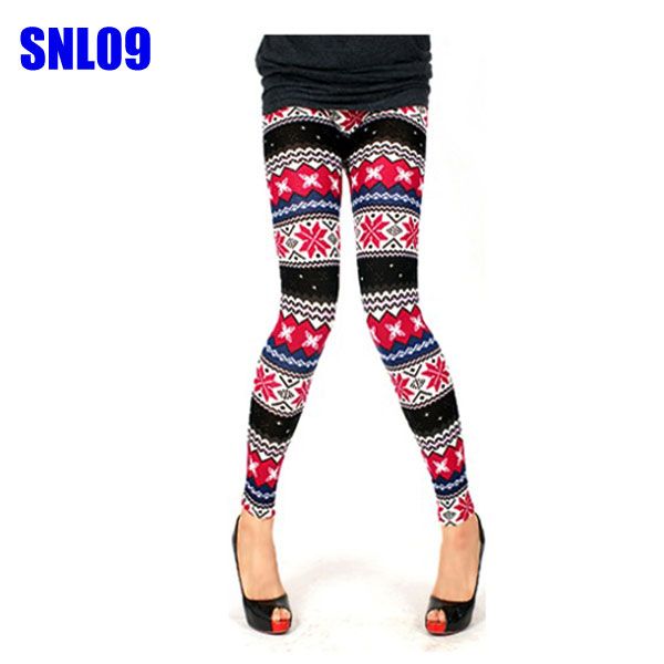   Winter Snow Flower Crystal Womens Legging knitted Tights Pants  