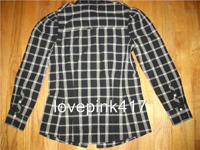 NWT $138 Juicy Couture Pinked Black Plaid Blouse 0  