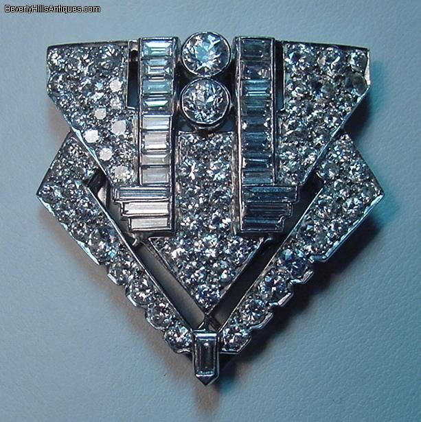 Rare Art Deco 9+ Carats Diamonds Plat Pendant Clip  