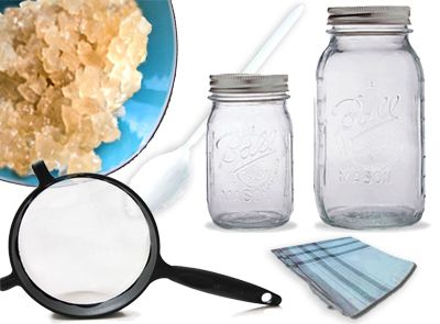 COMPLETE Live WATER Kefir Grains KIT w/ Strainer & Jars  