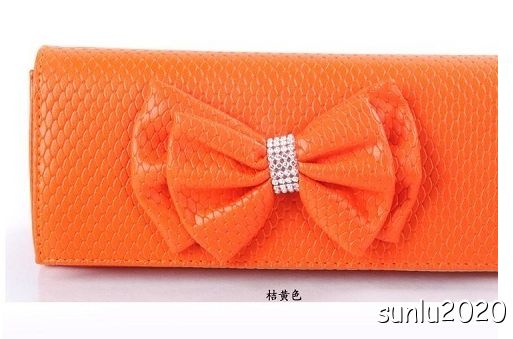   Colorful Bow Tie Pu Leather Womens Ladies Purse Handbag 0529  