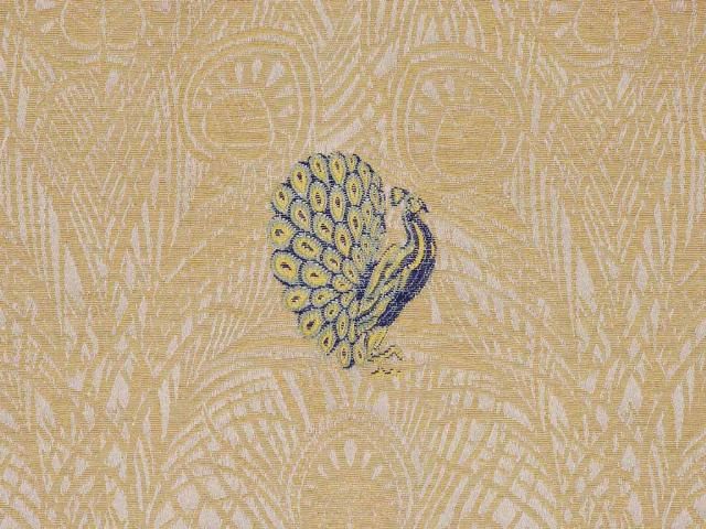 Cream Peacock Embroidered Drapery Upholstery Fabric  