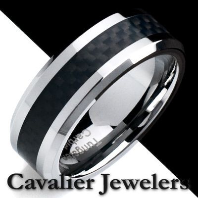 MENS TUNGSTEN RING WEDDING BAND BLACK S1 6MM_W  