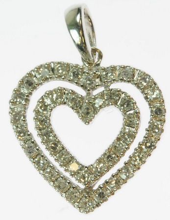 LADIES 14K WHITE GOLD DIAMOND CLUSTER HEART PENDANT 152669  