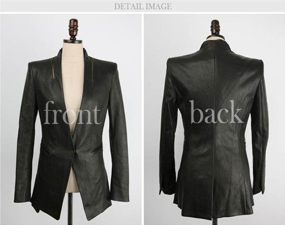   PU LEATHER BLACK BLUE MOTORCYCLE COAT JACKET MILITARY ZARA  