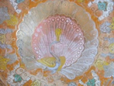 Decorative Brass Wall Hanging Plate with Enamel Peacock  