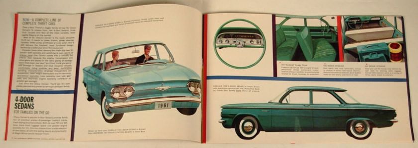 1961 CHEVROLET CORVAIR ADVERTISING SALES COLOR BROCHURE  