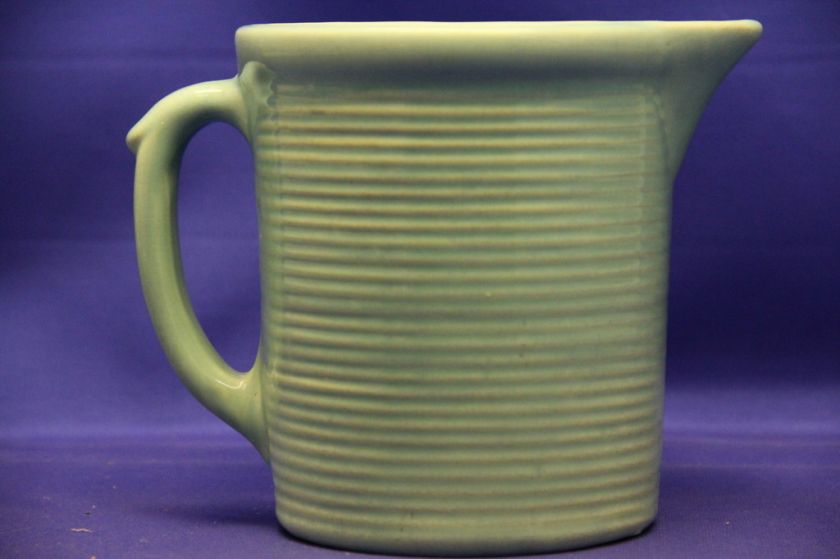 Weller 5 1/2 Vintage Weller Green Ribbed Pitcher VGC  