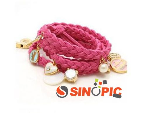 Fashion Multi Pendant Leather wool Braided Bracelet HOT  