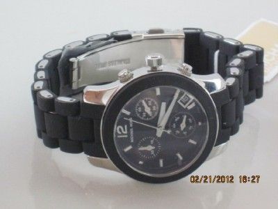   MK 5442 Womens Black Boyfriend Silicone Bracelet Chronograph Watch