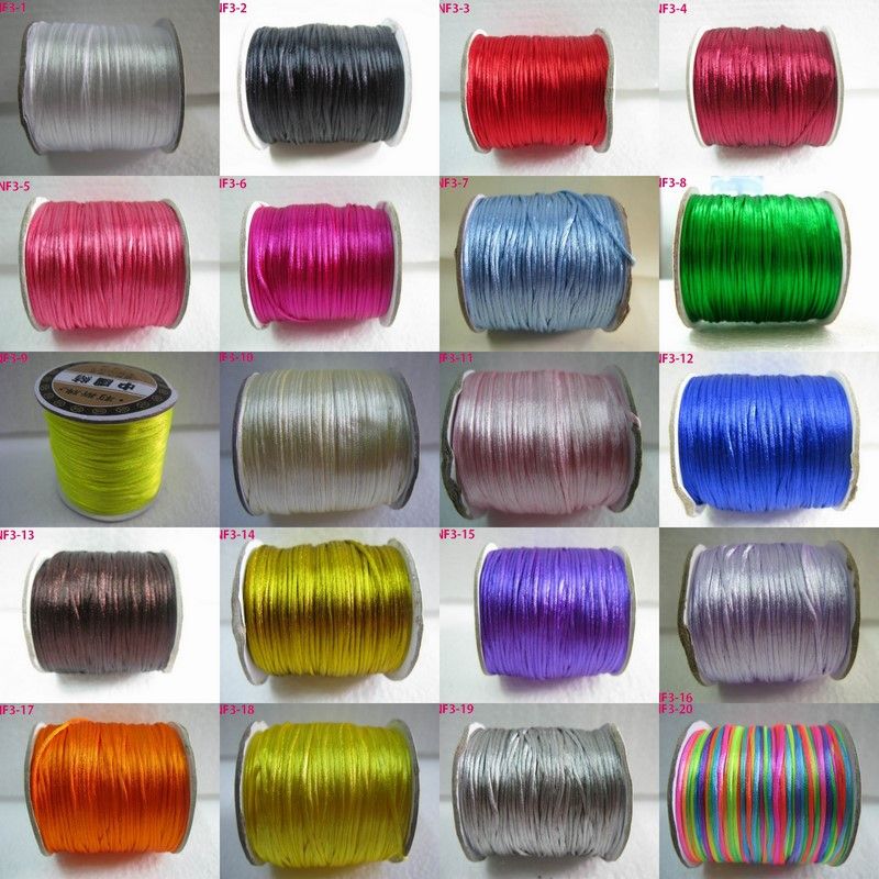 20 Colors NYLON satin RATTAIL Jewelry Chinese knot bead Cord 0.06 