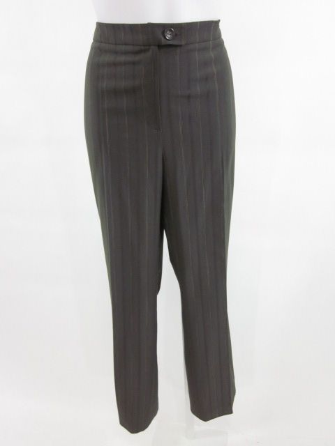 BETTY BARLAY Green Gray Pinstripe Blazer Pants Suit 42  