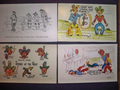 Vtg 1940s Comic Western Cowboy Postcards Lot of 4  