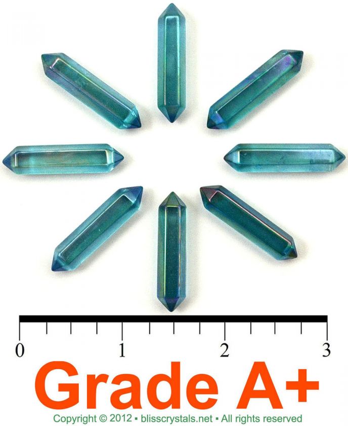   30 mm DT AQUA AURA QUARTZ FACETED POINT CRYSTAL HEALING STONE  