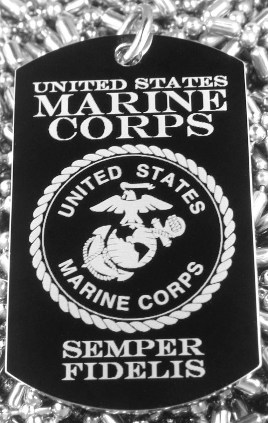   Marine Corps Seal Dog Tag Necklace with Personalized Back Side  