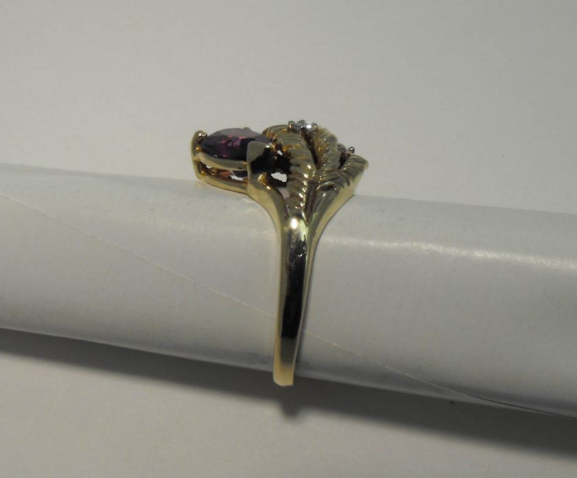   Handmade Yellow Gold Amethyst Diamond Cocktail Dinner Ring 14Kt  