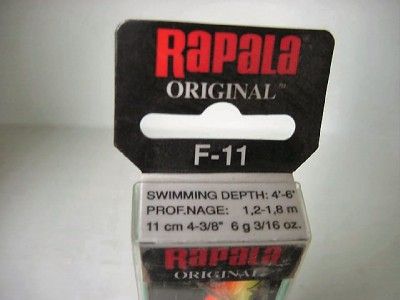 NEW RAPALA ORIGINAL FLOATING F 11 HOT STEEL, MADE IN IRELAND  