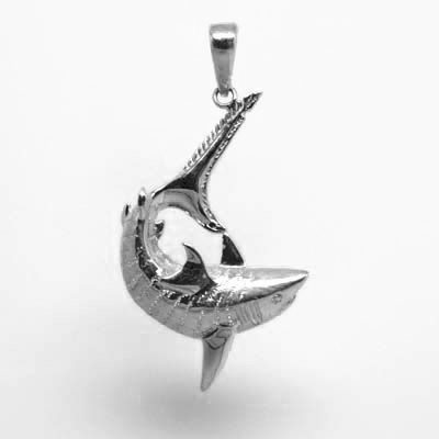   Silver TIGER SHARK Charm / Pendant 1.0 i n x 2.0 in (25mm x 50mm