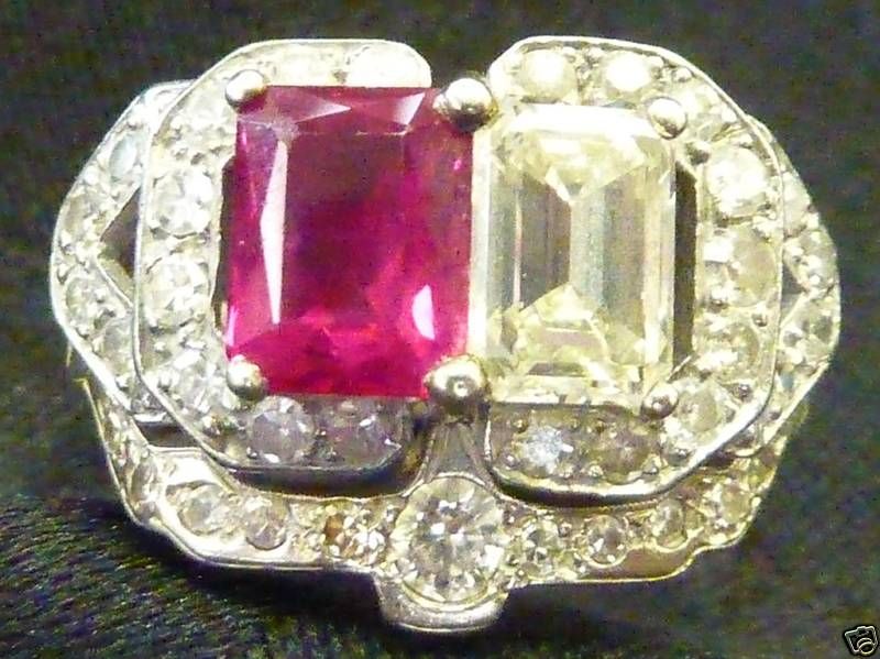   WHITE GOLD DIAMOND AND RUBY WEDDING SET ELEGANTLY MADE MUST C  