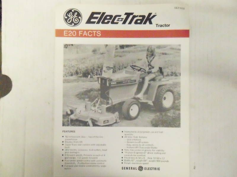 Elec Trak Elec Trac Tractor E20 Facts  