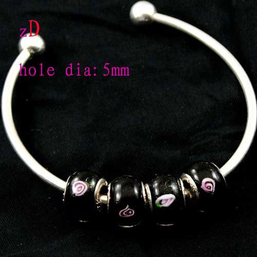 P1775 6pcs Black Murano Glass Beads for Vogue Bracelet  
